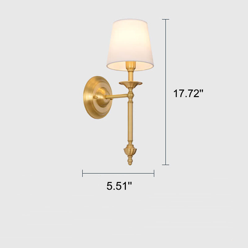Modern Brass Fabric Shade Wall Sconce Light