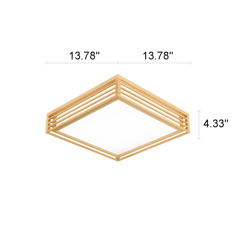 Nordic Solid Wood Square LED Tatami Light - Modern Ceiling Fixture