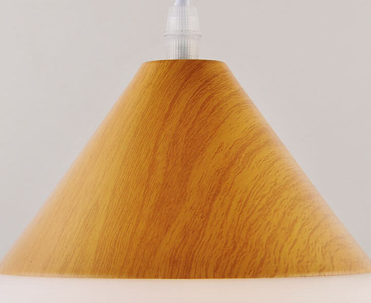 Nordic Wood Grain Glass Pendant Light - Cone Shaped 1-Light Fixture