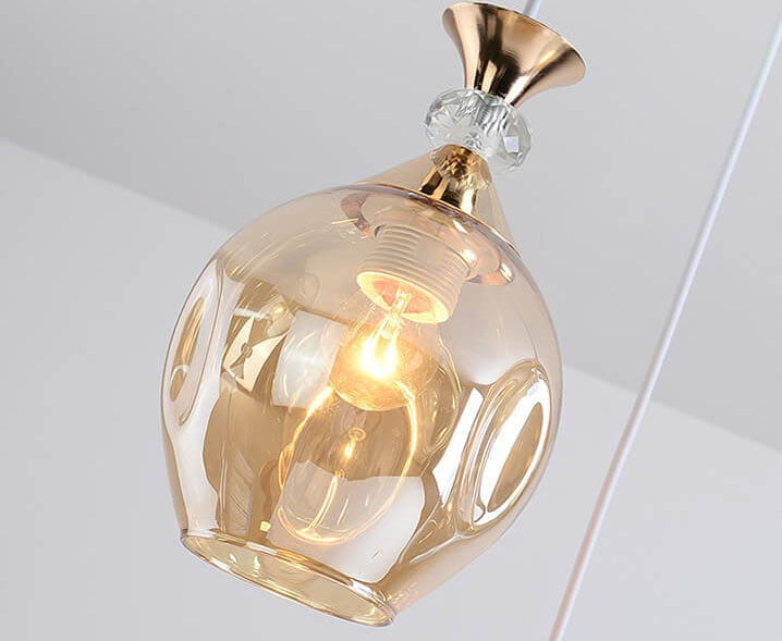 Contemporary Nordic Gradient Glass Orb 1/3 Light Island Chandelier for Living Room