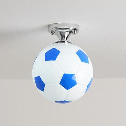 Basketball Soccer Glass Semi-Flush Mount Ceiling Light