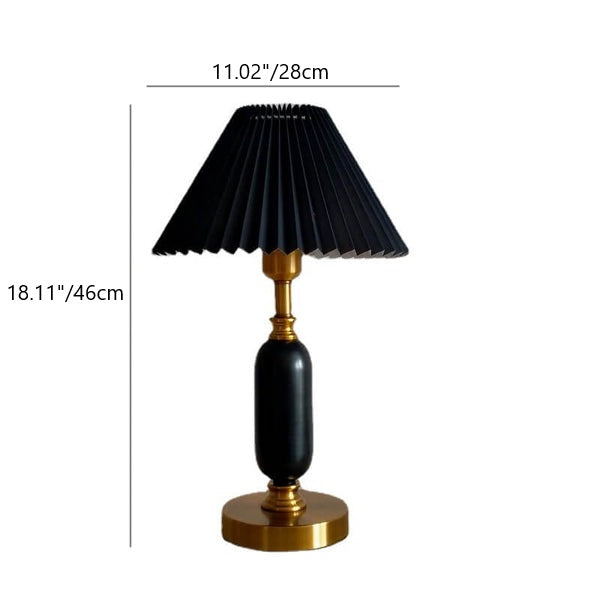 Traditional French Round Metal Pleated Shade 1-Light Table Lamp for Bedroom