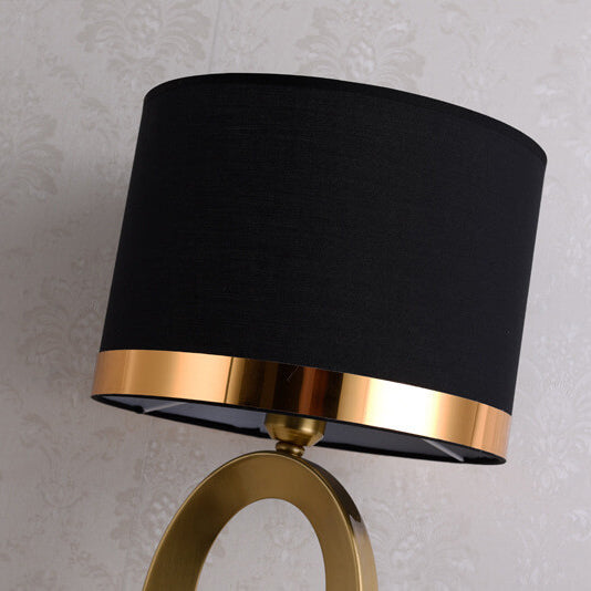 Modern Luxury Fabric Ring Base 1-Light Table Lamp - Elegant Indoor Lighting, Stylish Home Decor, Contemporary Design, Soft Glow, Bedroom or Living Room Accent, Unique Lighting Solution