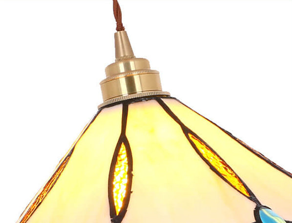 Vintage Tiffany Stained Glass Umbrella Pendant Light - 1-Light Fixture for Home Decor