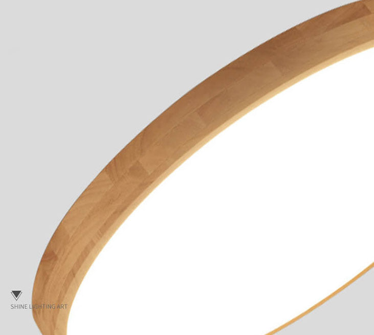 Nordic Solid Wood Ultra-Thin LED Flush Mount Ceiling Light