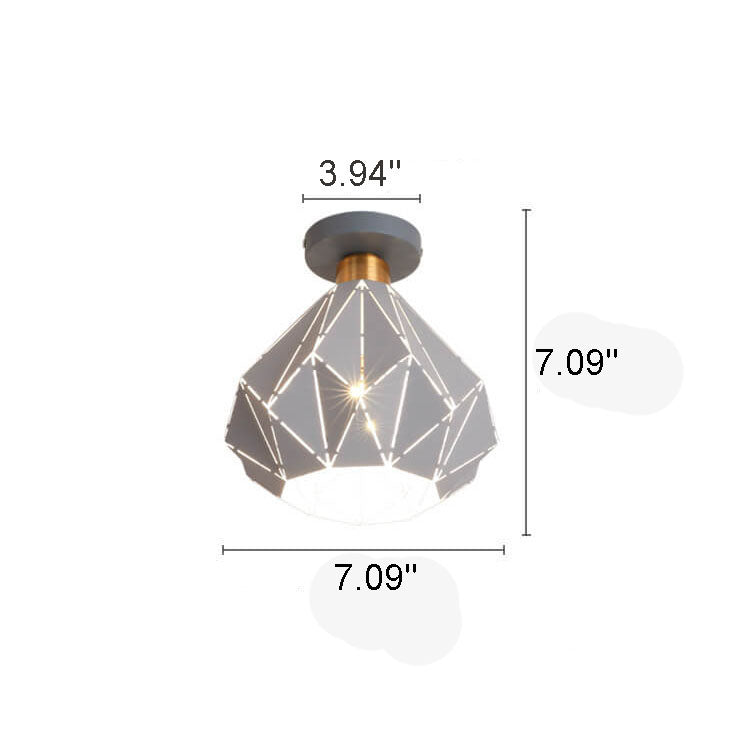 Modern Macaron 1-Light Diamond Dome Semi-Flush Mount Ceiling Light