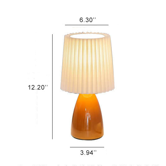 Nordic Vintage Pleated Shade Glass Base Table Lamp - 1-Light Home Accent