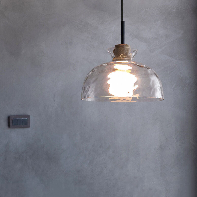 Nordic Clear Rippled Glass Pendant Light - 1-Light Shade