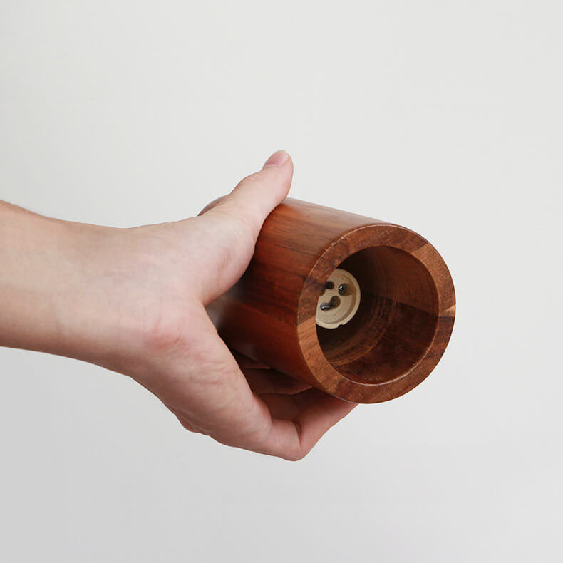 Small Wooden Pendant Light - 1-Light Cylinder Shade, Rustic Design, Eco-Friendly Home Lighting