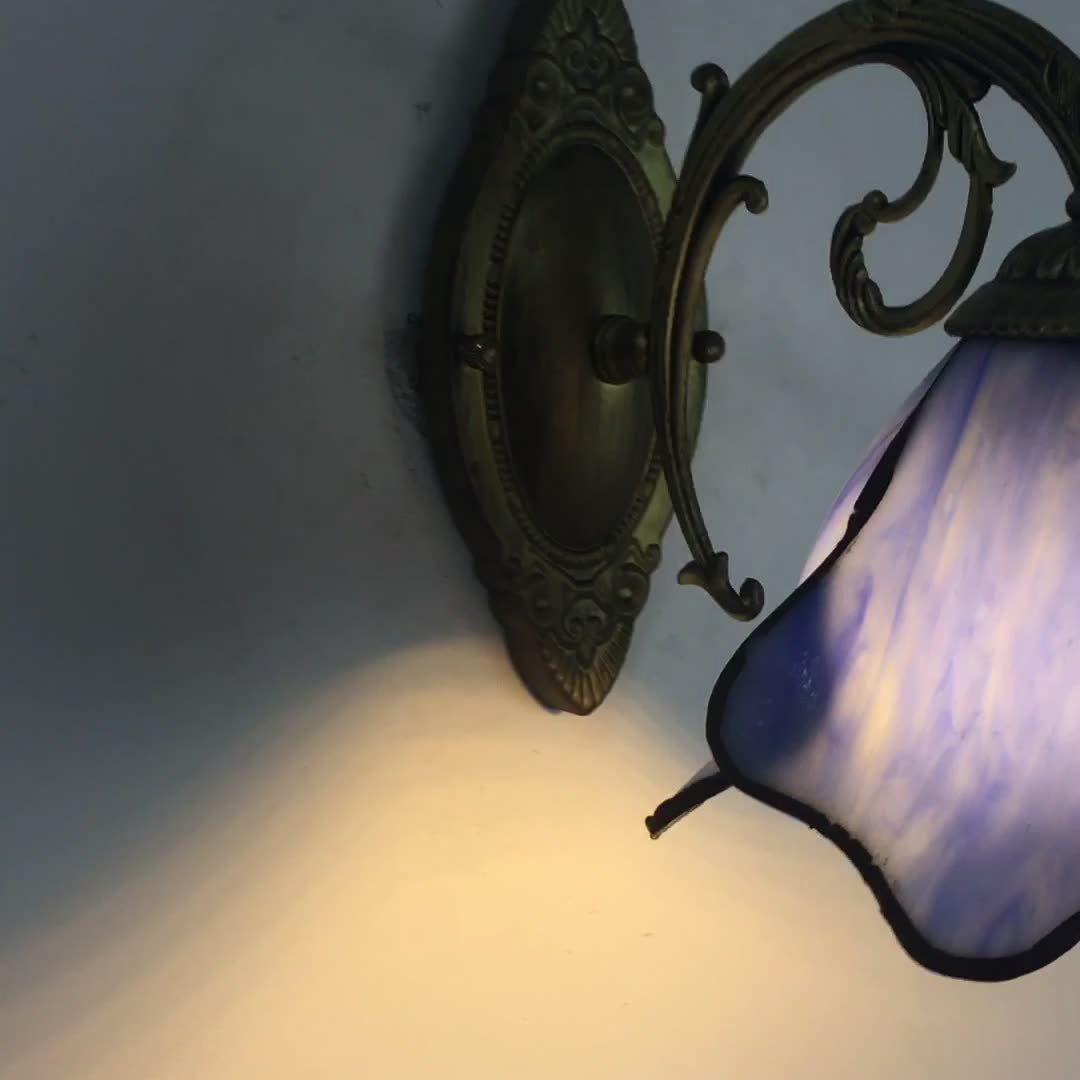 Vintage Tiffany Petals Stained Glass Wall Sconce Lamp - Art Nouveau Fixture, Decorative Lighting, Unique Home Decor, Handcrafted Design