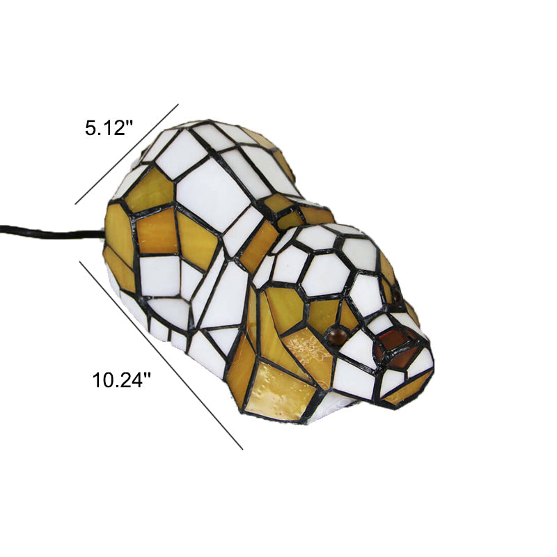 Tiffany Style Creative Cats Dogs Stained Glass Night Light Table Lamp 1-Light Art Deco Pet Decorative Lighting Home Accessories Unique Gifts for Cat Lovers Dog Lovers Bedroom Nightstand Decor