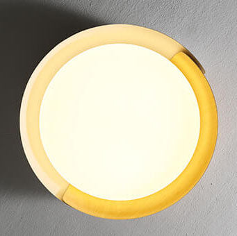 Minimalist Round Wood Grain LED Flush Mount Ceiling Light
