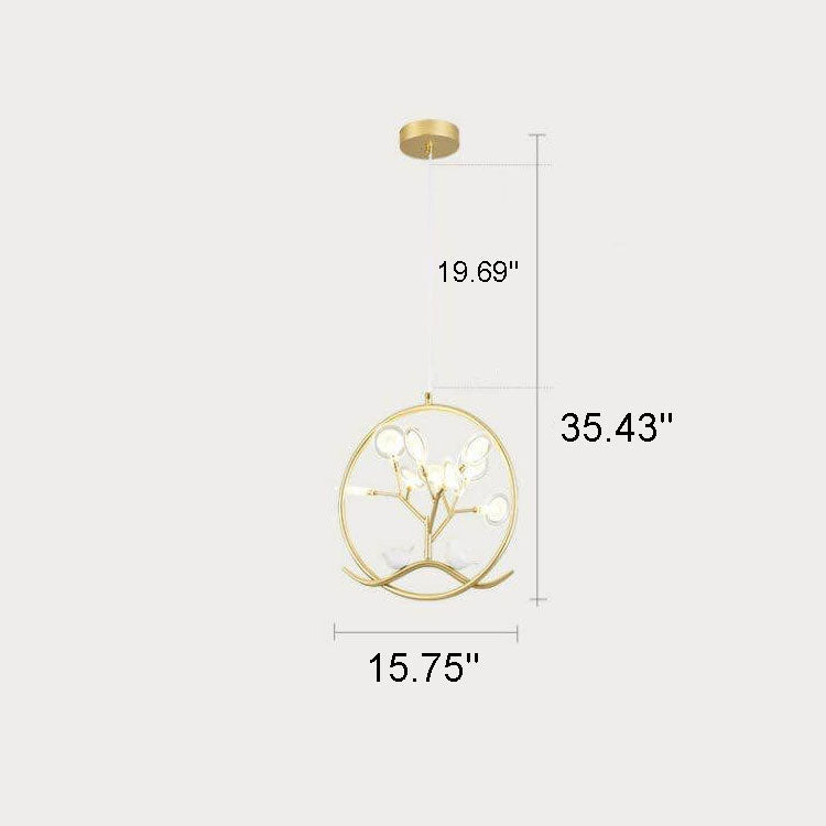 Nordic Metal Circular Bird Branch 9-Light Chandelier - Modern Pendant Lighting, Rustic Home Decor, Adjustable Brightness, Elegant Design, Contemporary Fixture