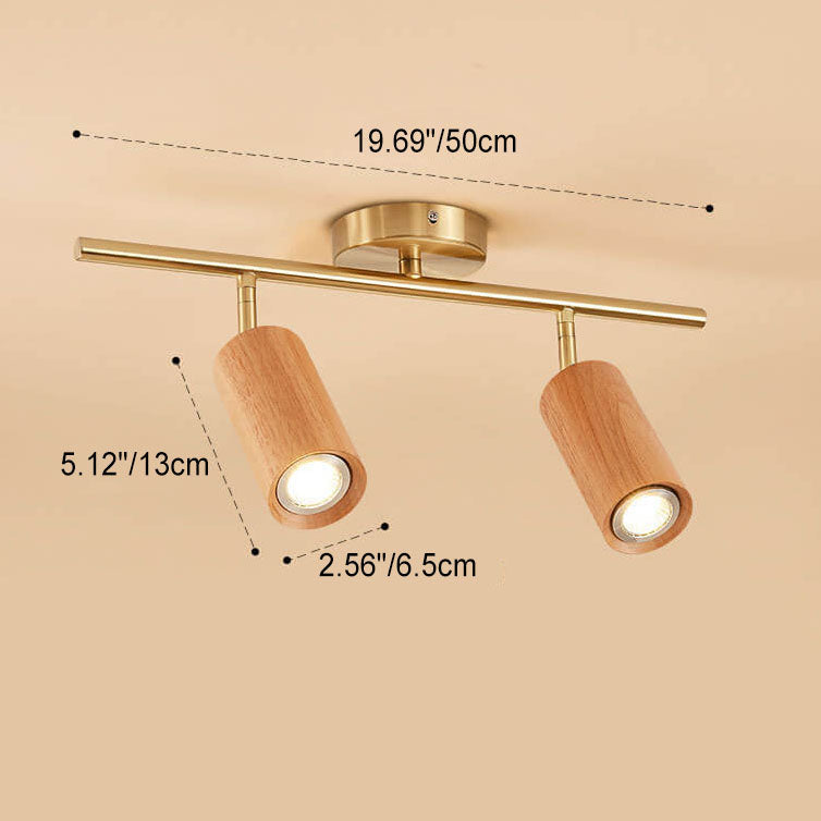 Modern Minimalist Walnut Wood LED Semi-Flush Mount Ceiling Light for Living Room