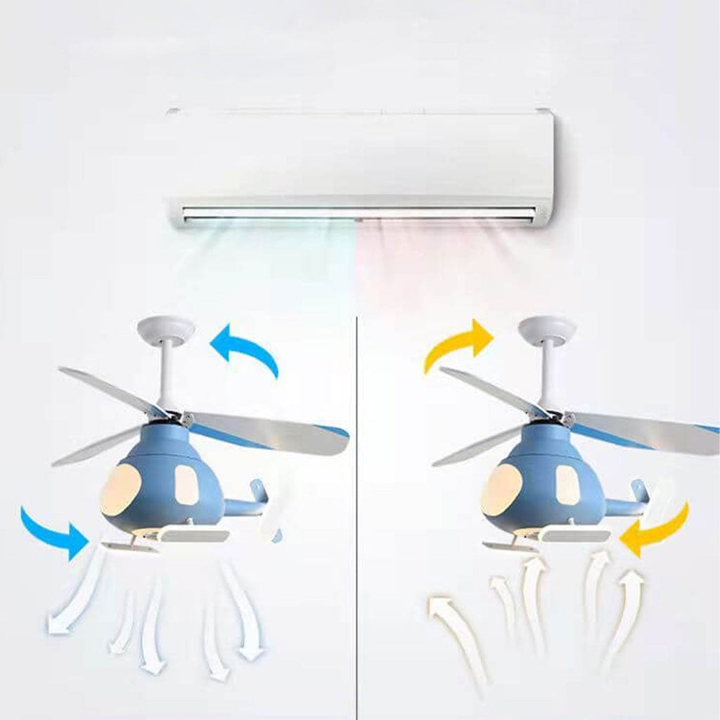 Cartoon Aircraft Ceiling Fan Light with LED Downrods - Unique Home Decor, Kids Room Lighting, Aviation Style Fans, Energy-Efficient Illumination