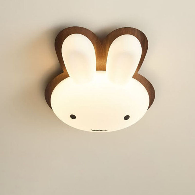 Modern Funny Bunny Kids Iron Acrylic LED Flush Mount Light - Cute Kids Room Lighting, Playful Bunny Design, Energy Efficient Bedroom Fixture, Nursery Ceiling Lamp, Childrens Room Decor, Fun Kids Lighting, Stylish LED Flush Ceiling Light for Toddlers, Uniq