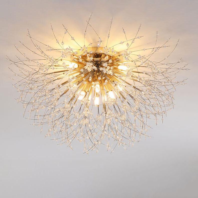 Modern Dandelion Crystal Semi-Flush Mount Ceiling Light 5/6/8 Lights