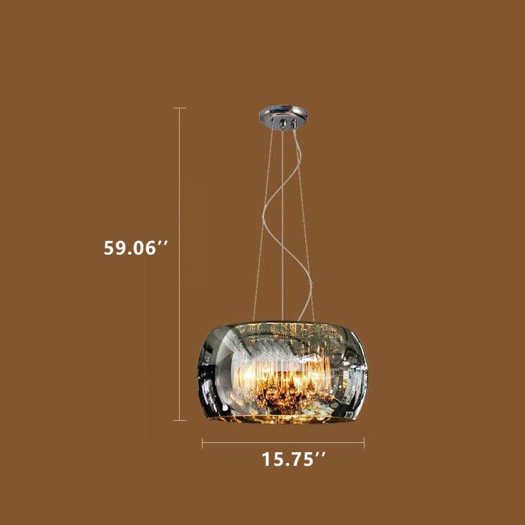 Modern Glass Shade Crystal 6-Light Chandelier - Elegant Lighting Fixture for Dining Room and Living Space