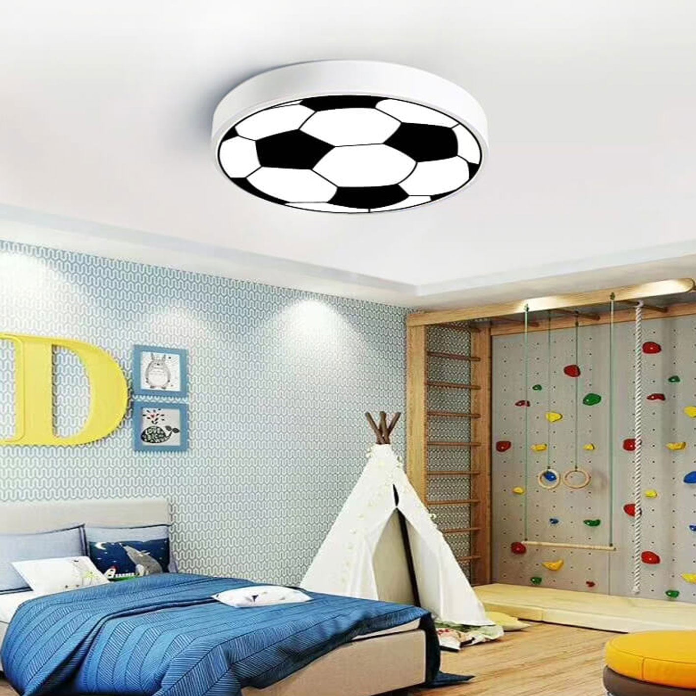 Cartoon Football LED Kids Flush Mount Ceiling Light