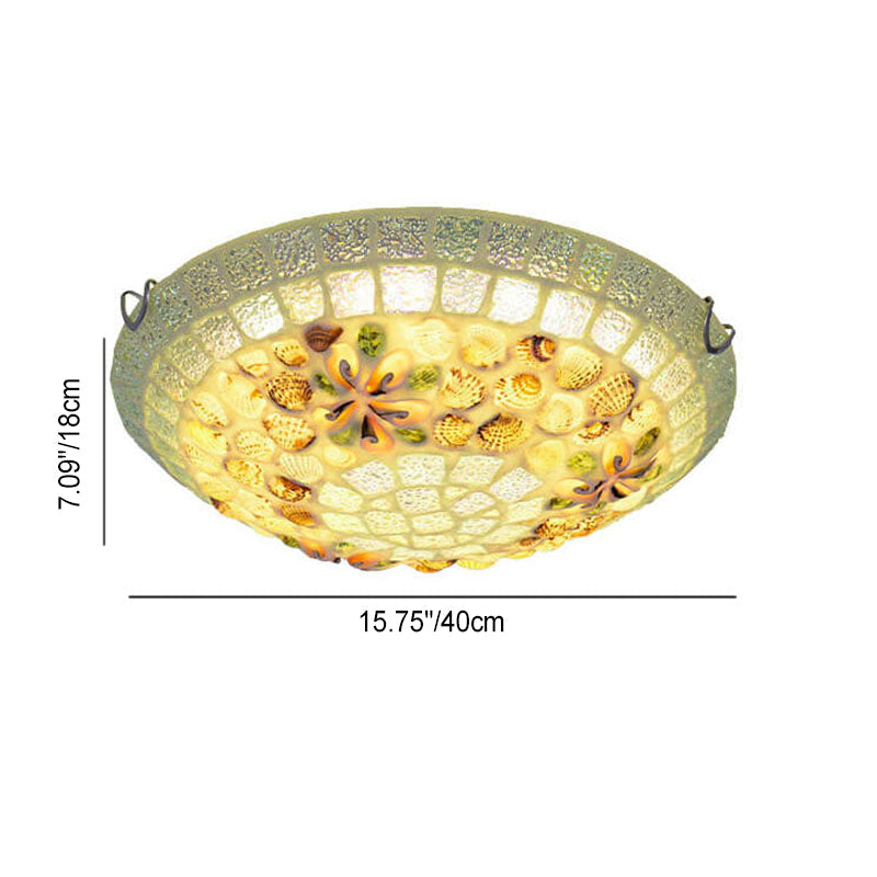 Tiffany Mosaic Shells Flush Mount Ceiling Light - Elegant Lighting for Home Decor