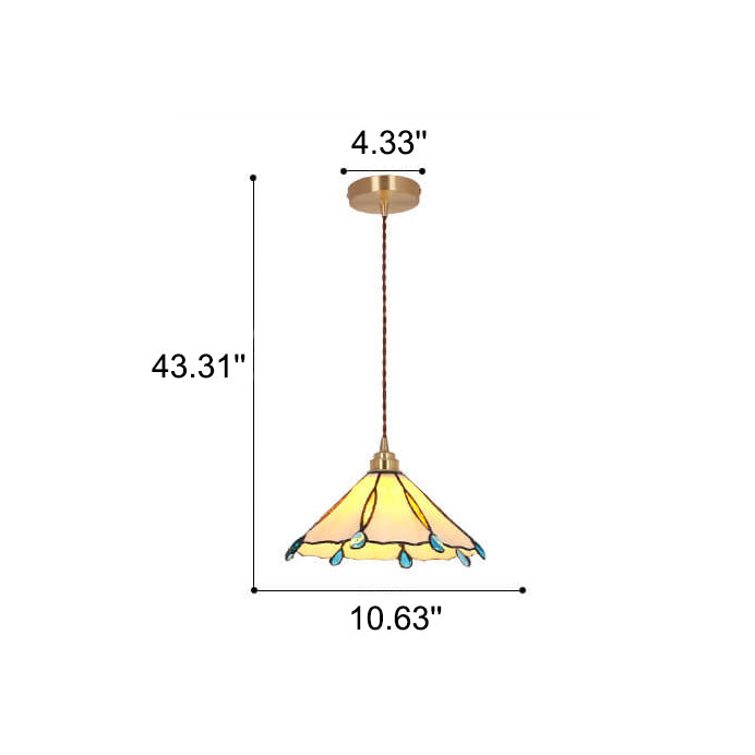 Vintage Tiffany Stained Glass Umbrella Pendant Light - 1-Light Fixture for Home Decor
