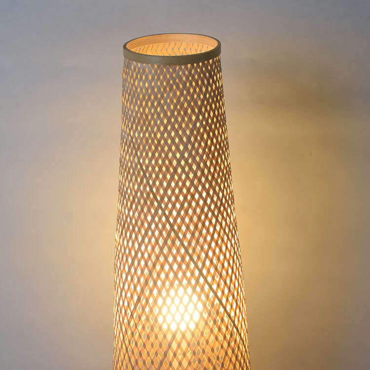 Modern Bamboo Weaving 1-Light LED Floor Lamp - Eco-Friendly Home Lighting