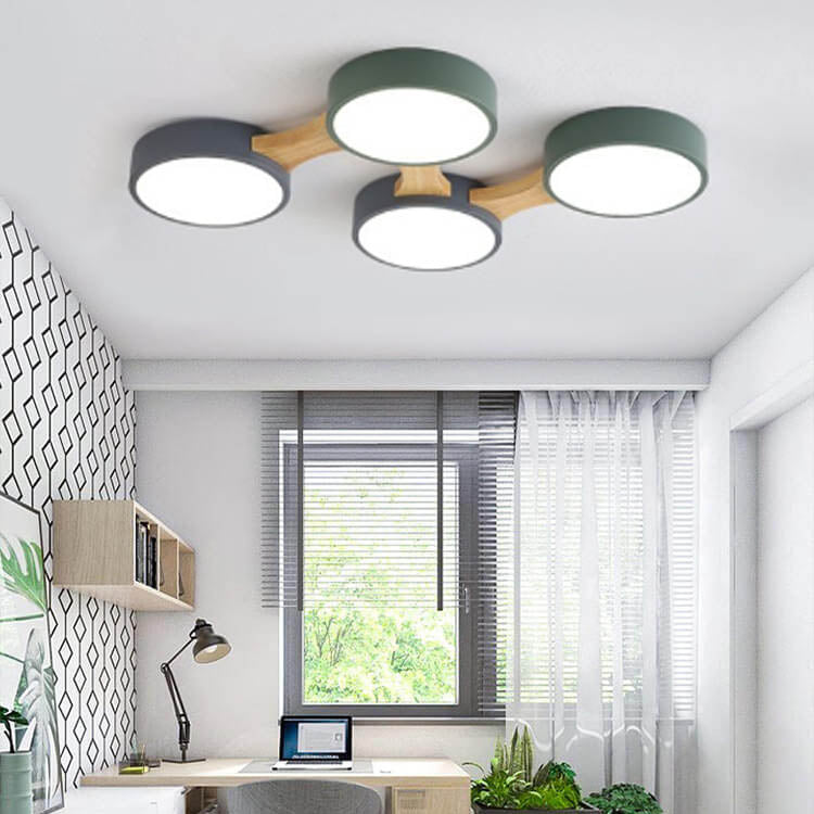 Modern Macaron Circle LED Flush Mount Ceiling Light - 3/4/5/8 Light Options, Stylish LED Fixture for Home Decor, Energy Efficient Ceiling Lighting