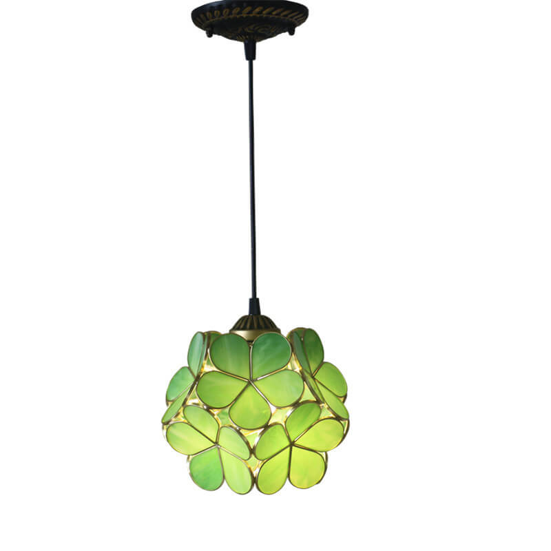 Vintage Stained Glass Petal Pendant Light - Illuminated Floral Charm
