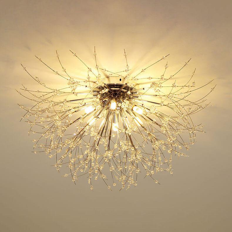 Modern Dandelion Crystal Semi-Flush Mount Ceiling Light 5/6/8 Lights