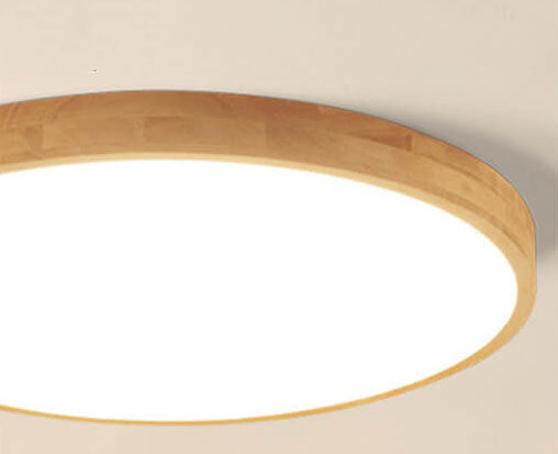 Nordic Solid Wood Ultra-Thin LED Flush Mount Ceiling Light