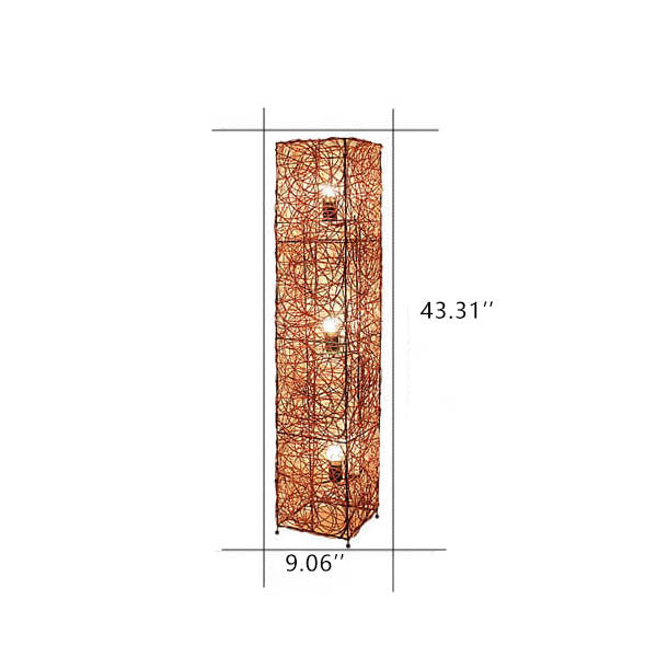 Minimalist Rattan Weaving 3-Light Floor Lamp - Column Design, Eco-Friendly Lighting, Bohemian Home Decor, Adjustable Brightness, Stylish Indoor Lighting, Warm Ambiance Lamp