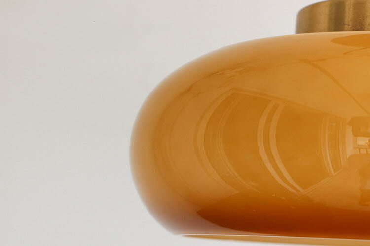 Vintage Brass Yellow Glass Semi-Flush Mount Ceiling Light