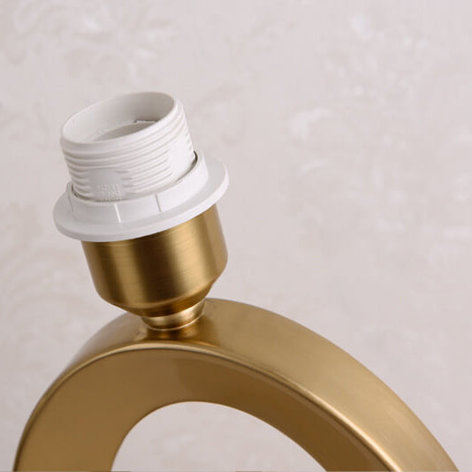 Modern Luxury Fabric Ring Base 1-Light Table Lamp - Elegant Indoor Lighting, Stylish Home Decor, Contemporary Design, Soft Glow, Bedroom or Living Room Accent, Unique Lighting Solution