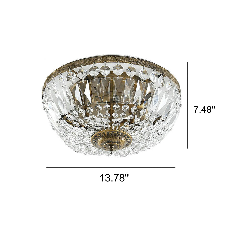 Vintage Round Crystal Flush Mount Ceiling Light 4/6 Light Fixture