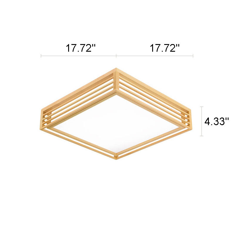 Nordic Solid Wood Square LED Tatami Light - Modern Ceiling Fixture