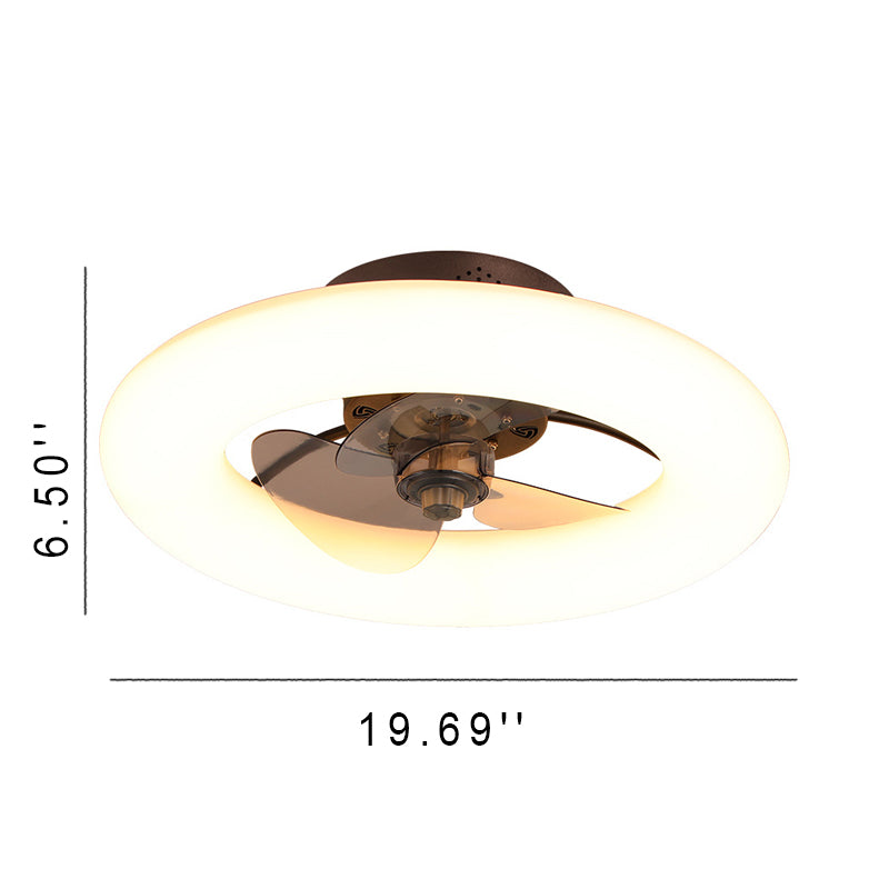 Modern Creative Circle LED Semi-Flush Mount Ceiling Fan Light - Stylish Home Lighting & Energy-Efficient Ceiling Fixture