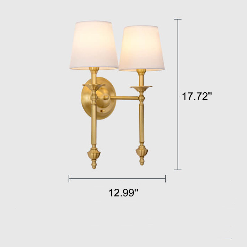Modern Brass Fabric Shade Wall Sconce Light