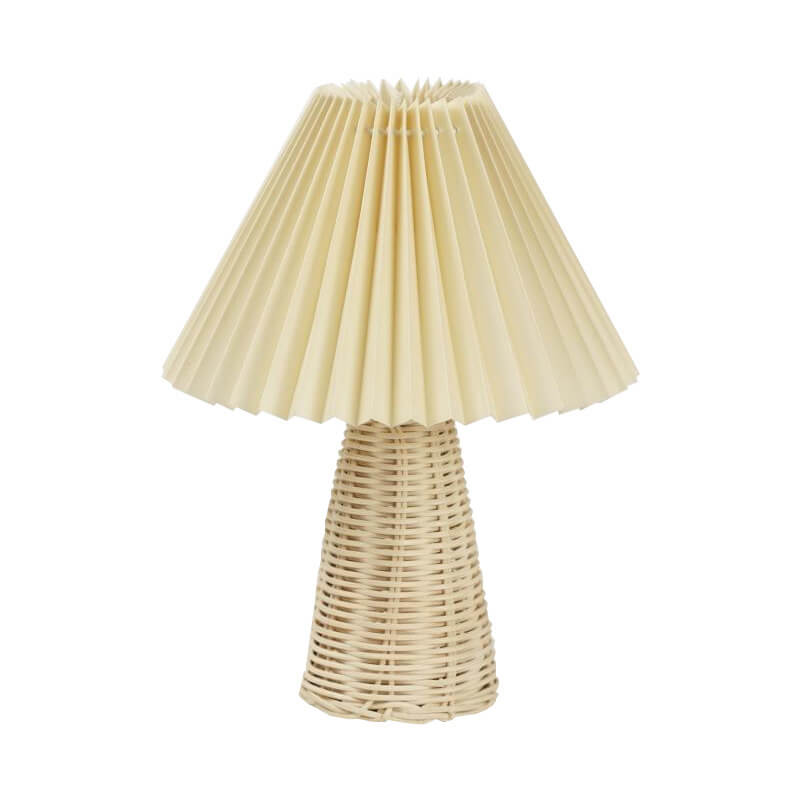 Vintage Pleated Fabric Tapered Base 1-Light Table Lamp, Retro Home Lighting, Stylish Accent Lamp for Living Room, Bedroom Decor, Mid-Century Modern Design, Unique Nightstand Light, Elegant Pleat Lampshade, Warm Lighting for Cozy Atmosphere, Decorative Tab