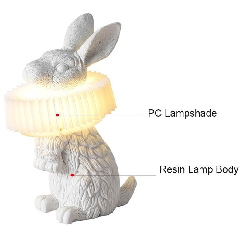 Modern Creative Resin Rabbit LED Table Lamp - Cute Decorative Night Light for Home, Kids Room, Nursery, Unique Gifts, Contemporary Design, Eco-Friendly Lighting, Ambient Lighting for Bedroom, Stylish Table Decor, Whimsical Animal Lamp, LED Light Fixture