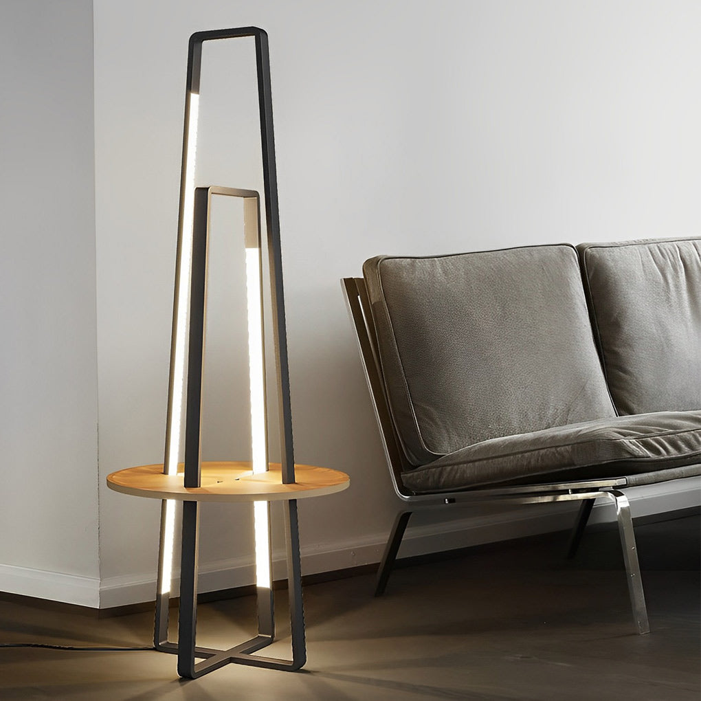 Modern 63 Inch Metal LED Tray Floor Lamp for Living Room