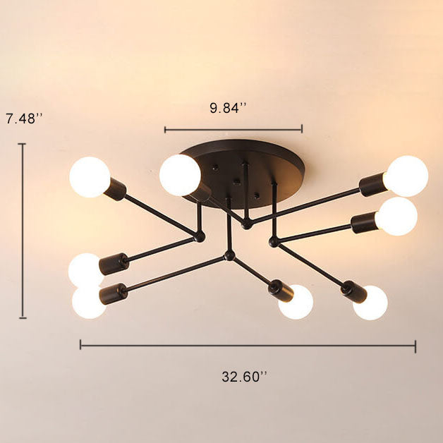 Industrial 6/8-Light Semi-Flush Mount Lighting Fixture