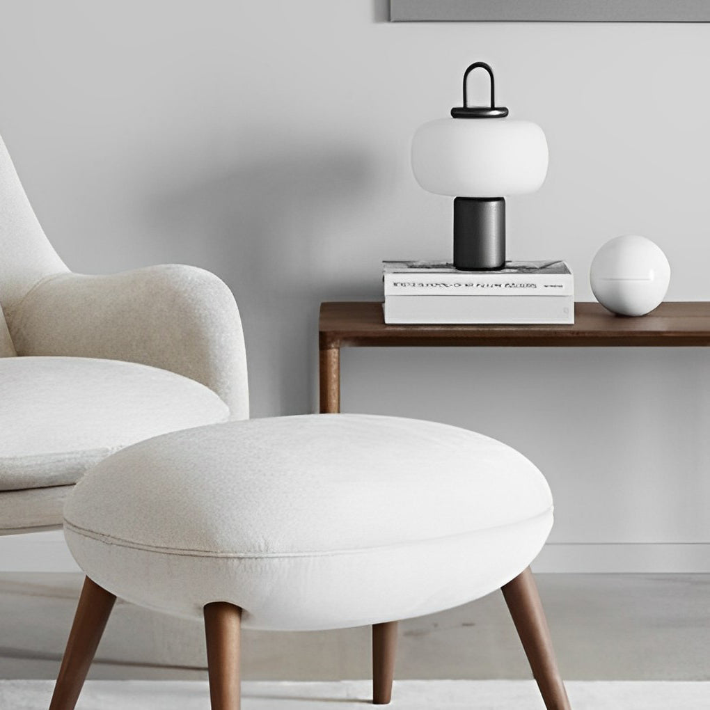 Modern Milk Glass Orb Table Lamp - Portable LED Ambient Lighting for Home Decor