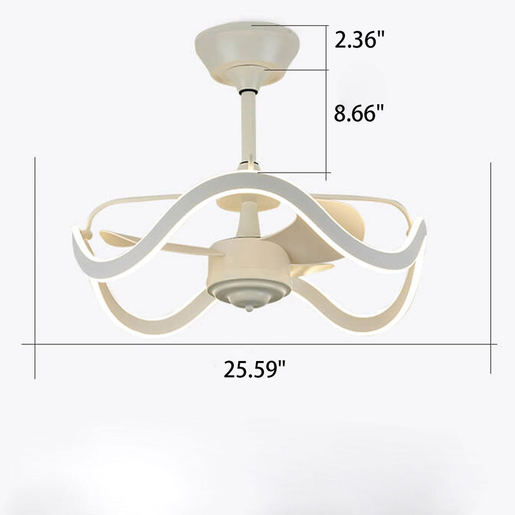 Modern Luxury Circular Inverter Silent Downrod Ceiling Fan Light