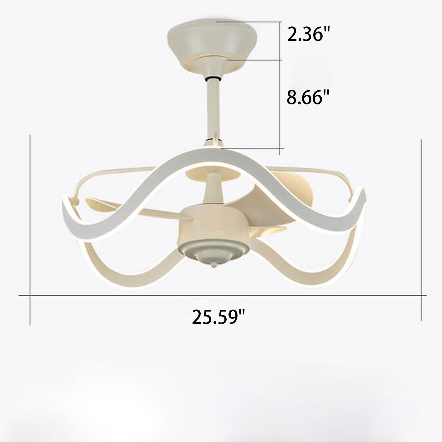 Modern Luxury Circular Inverter Silent Downrod Ceiling Fan Light