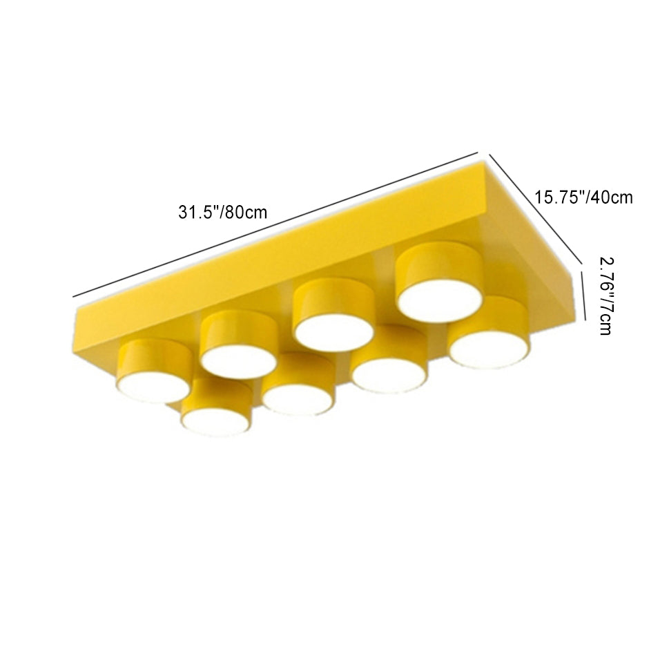 Contemporary Square Iron LED Flush Mount Ceiling Light for Bedroom
