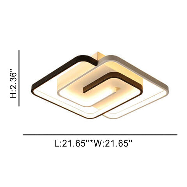 Modern Square Aluminum LED Semi-Flush Mount Ceiling Light
