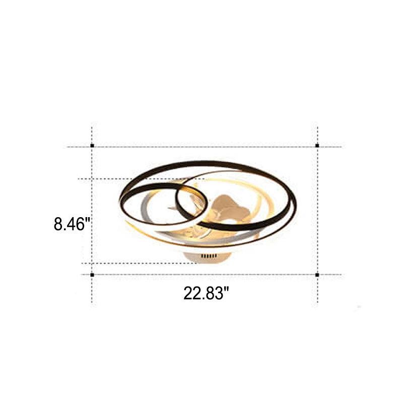 Double Ring Overlap LED Ceiling Fan Light - Modern Flush Mount Design, Energy Efficient, Stylish Home Lighting