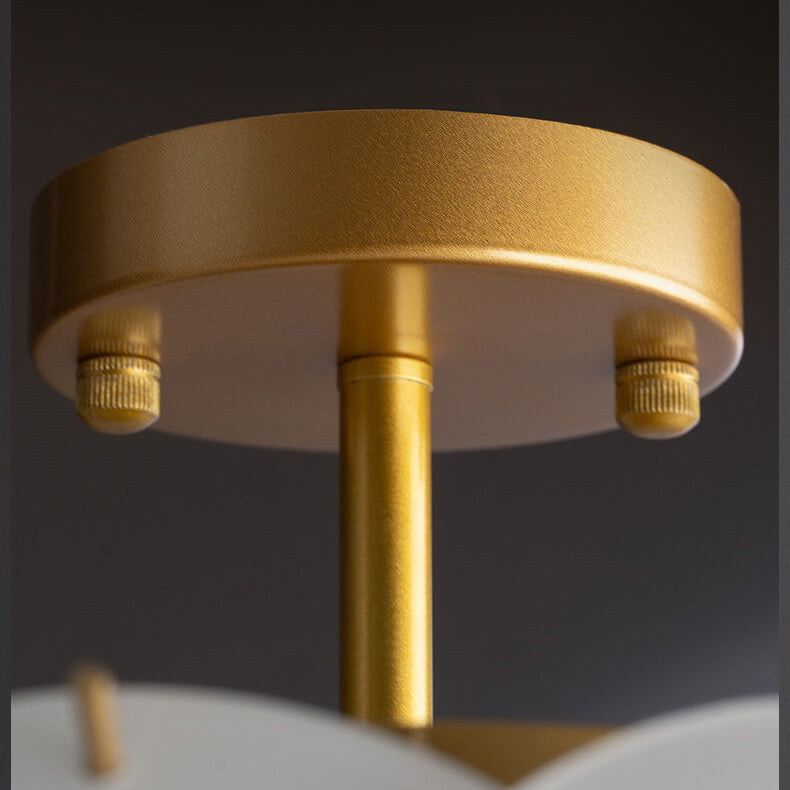 French Glass Round Drum Semi-Flush Mount Ceiling Light - 5/6 Light Fixture, Elegant Lighting, Modern Design, Home Decor, Living Room Illumination