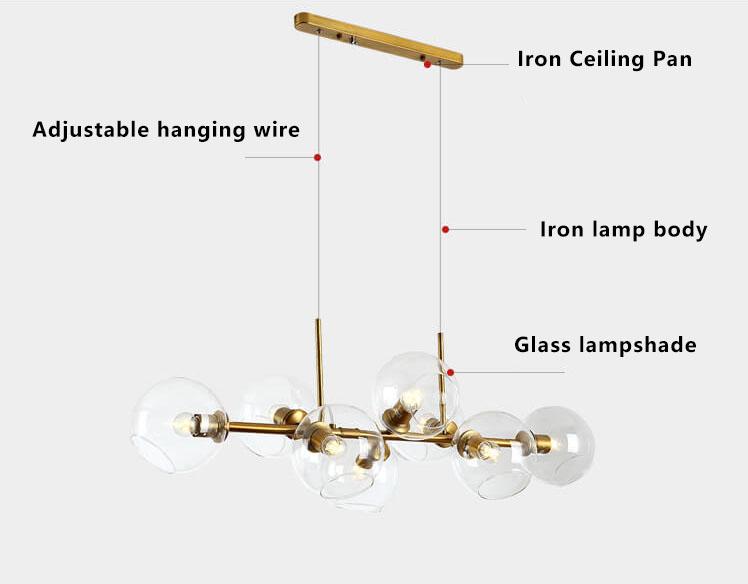 Modern Glass Magic Bean 8-Light LED Chandelier - Contemporary Lighting, Elegant Home Decor, Sleek Design, Energy-Efficient, Bright Illumination, Unique Pendant Fixture, Dining Room & Living Space Lighting