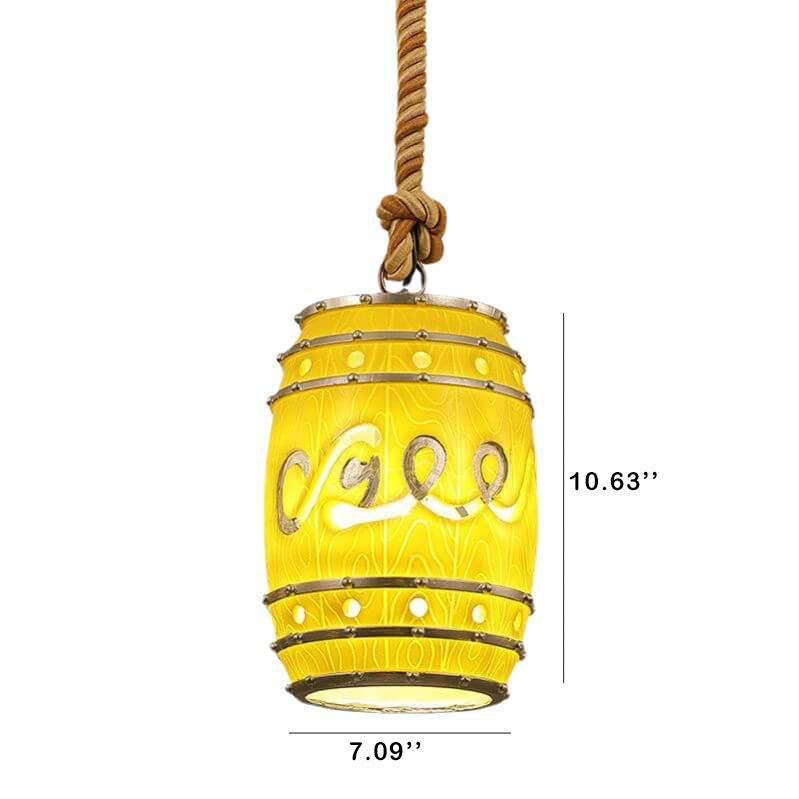 Vintage Wine Barrel Resin 1-Light Pendant Light Fixture